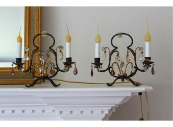 Quaint Pair Of Lighted Candelabras