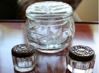 Set Of 3 Vintage Dressing Table Jars