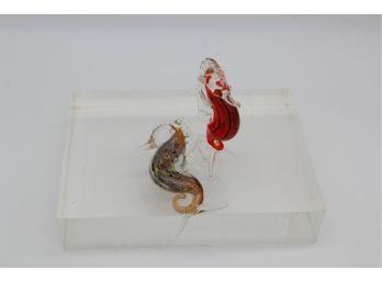 Pair Of Glass Seahorses