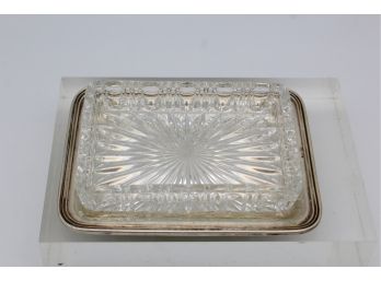 Silver Serving Piece With Crystal Insert