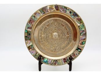 Alpaca Silver Aztec Mayan Calendar Decorative Plate