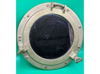 Vintage Brass Porthole With Mirror