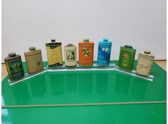 8 Vintage Talc Powder Tins