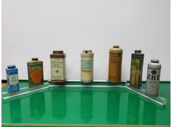 7 Vintage Talc Powder Tins