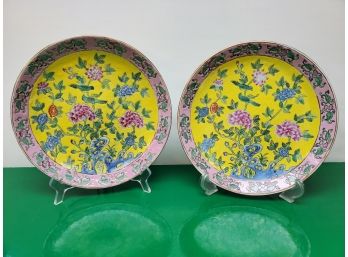 2 Bird & Flower Plates