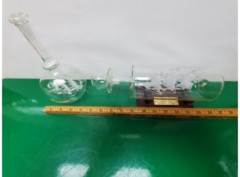 2 Hand Blown Glass Ship In Bottles