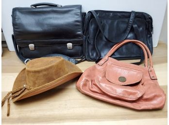 3 Leather Bags & Hat