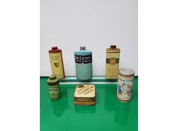 6 Vintage Talc Powder Tins