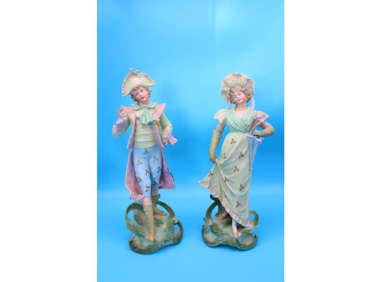 Pair Of Large Bisque Figurines