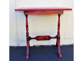 Red Asian Decorated Occasional Table