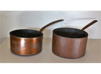 Pair A Of Vintage Copper Pots