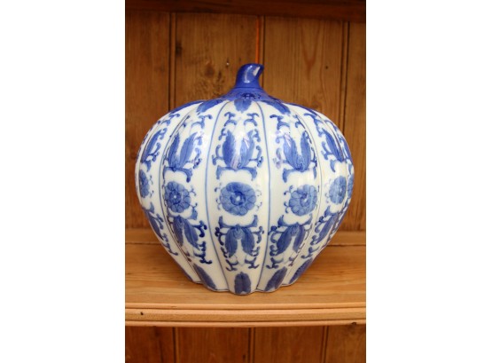 Blue & White Pumpkin Jar