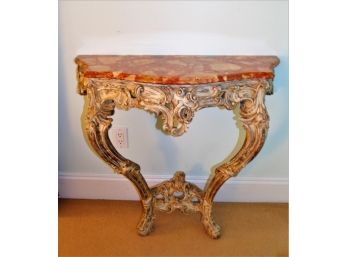 French Carved Console With Marble Top