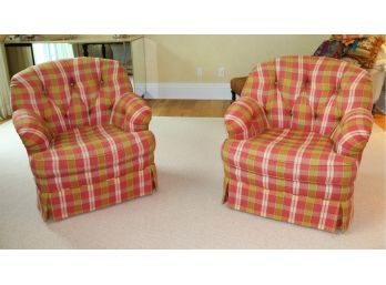 Pair Of Swivel Club Chairs