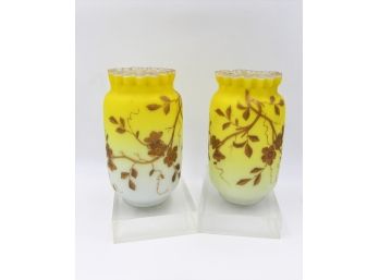 Lovely Matching Satin Glass Vases