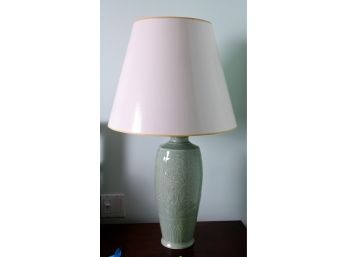 Celadon Lamp With Delicate Flowers