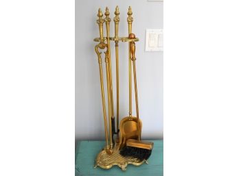 Brass Fireplace Tools & Stand
