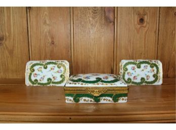 Limoges Handpainted Porcelain Box & Trays