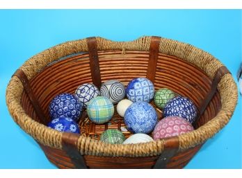 Basket With Ceramic Orbs