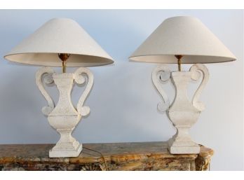 Pair Of Wooden Lamps