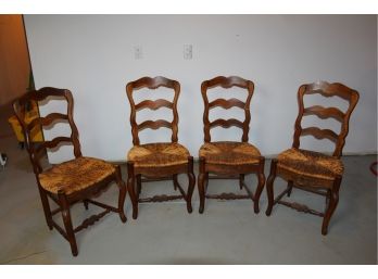 4 Wood & Straw Country Chairs