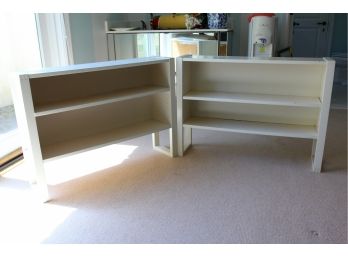 Pair Of Sturdy White Bookcases
