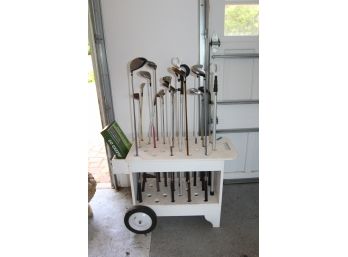 Golf Clubs & Cart With Wheels