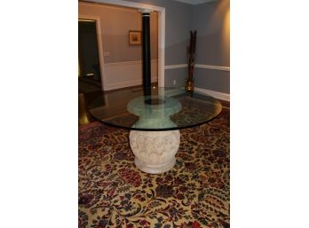 Glass Table With Stone Base