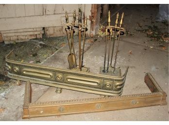 Antique Brass Fireplace Lot