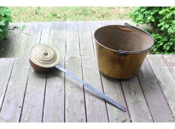 Antique Brass Bucket & Bed Warmer