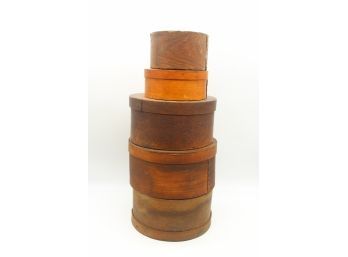 Vintage Primative Round Wood Hat Boxes