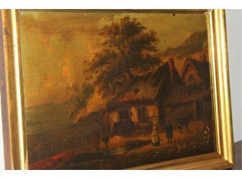 Oil On Board Of A Cottage By A Lake