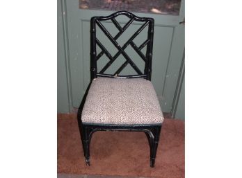 Black Bamboo Chair With Leopard Cushion