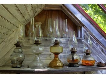 Antique Kerosene Lamps & Glass Chimneys