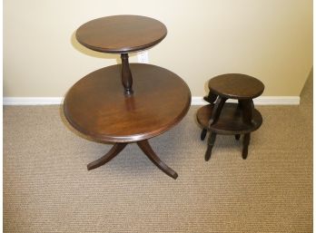 Mahogany Table & Foot Rest/Plant Stand