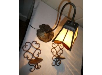 Stained Glass Lamp & Candleholders