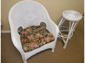 Wicker Chair & Plant Stand