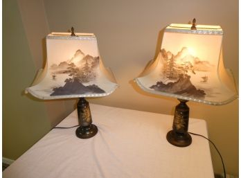 Pair Of Vintage Asian Lamps