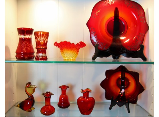 Lovely Red Mid Century Glass Collection