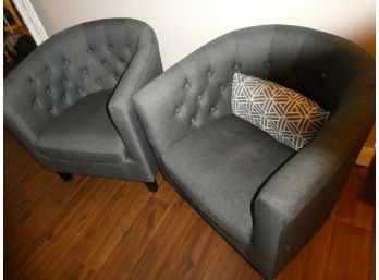 Pair Of Gray Club Chairs