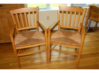 Pair Of Wood Arm Chairs