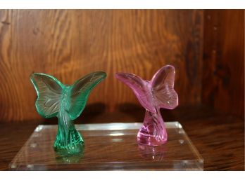 Pair Of Lalique Crystal Butterflies