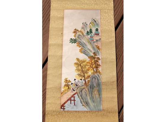 Chinese Embroidery On Silk Scroll