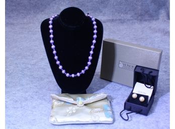 Lavender Pearls & Earrings By Honora