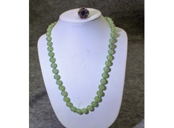 Necklace Jade And Sterling Ring