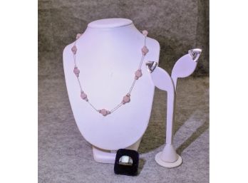 Rose Quartz & Marcasite Jewelry