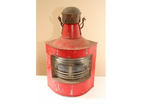 Red Antique Ship Lantern From Norway