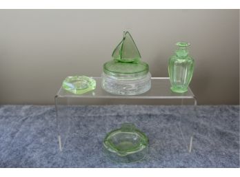 Collection Of Green Glass Items