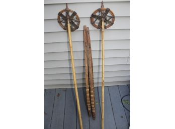Vintage Wood Skis & Poles