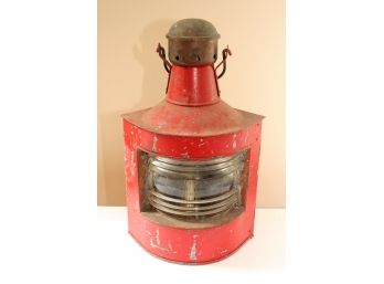 Red Antique Ship Lantern From Norway
